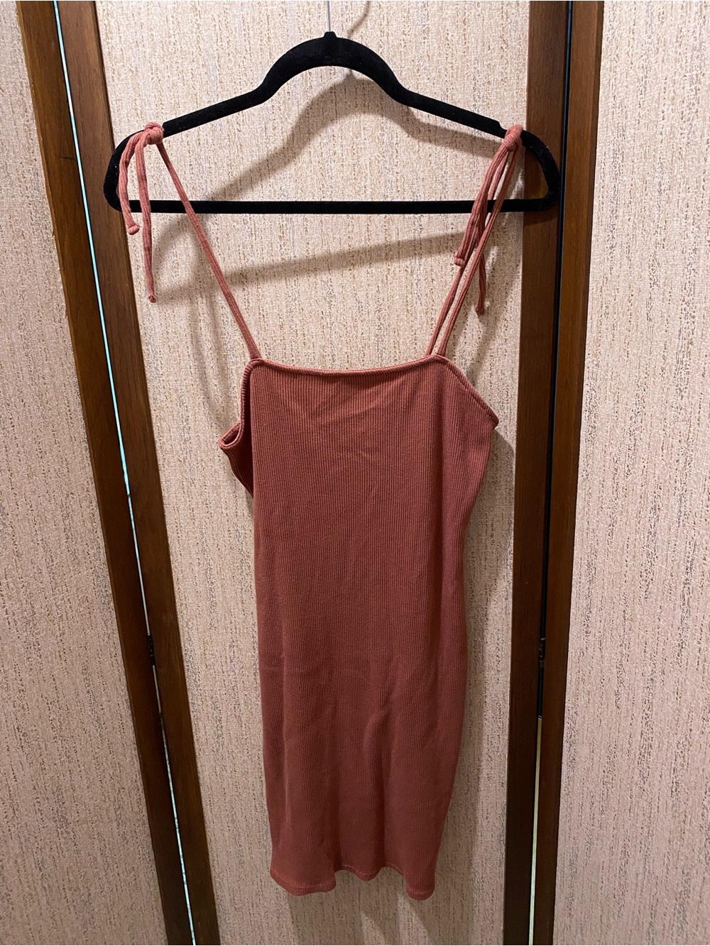 wild fable Dusty Rose Ribbed Tie-Shoulder Mini Dress